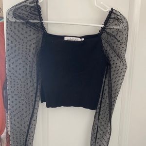 COPY - Petal & Pup cropped long sleeve - Polka dot - Sheer sleeve - Puff sleeve